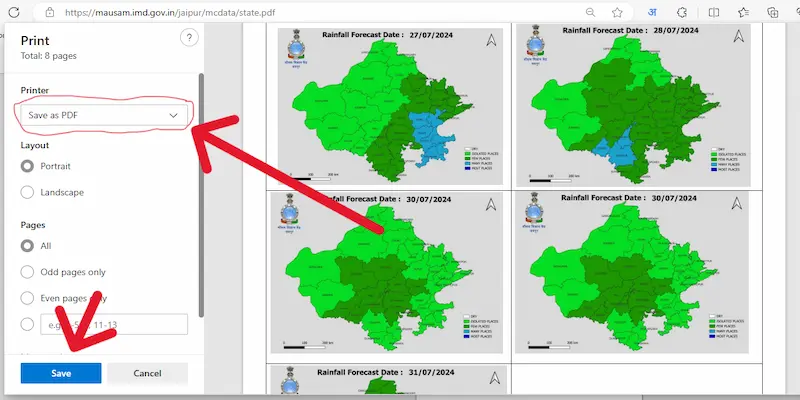 Save as PDF option को सेलेक्ट करें