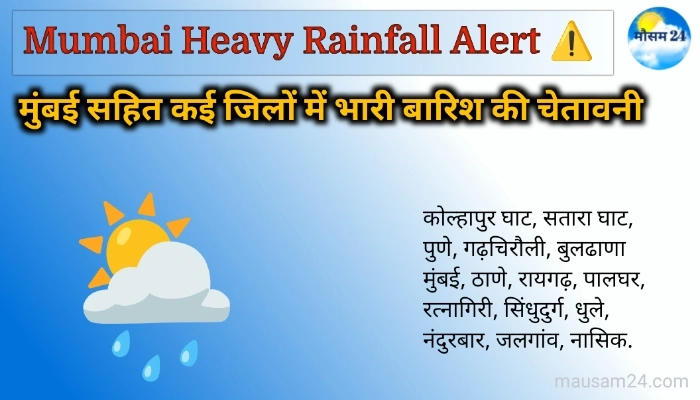 Mumbai heavy rainfall alert: मुंबई सहित 12 जिलों में भारी से बहुत भारी बारिश की चेतावनी! 3 Mumbai very heavy rainfall alert
